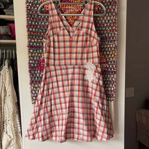 Plaid Dress with Floral Accent - Picture 1 of 5